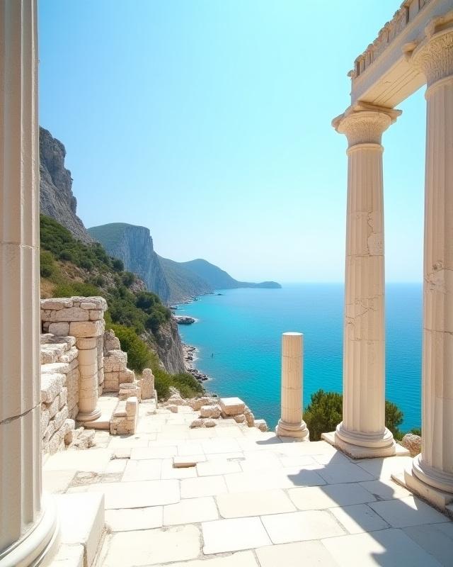 Antike Ruinen am Meer in Griechenland